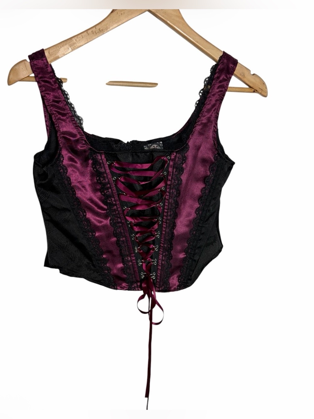Rubie’s plum & black lace up satin pirate corset size S/M